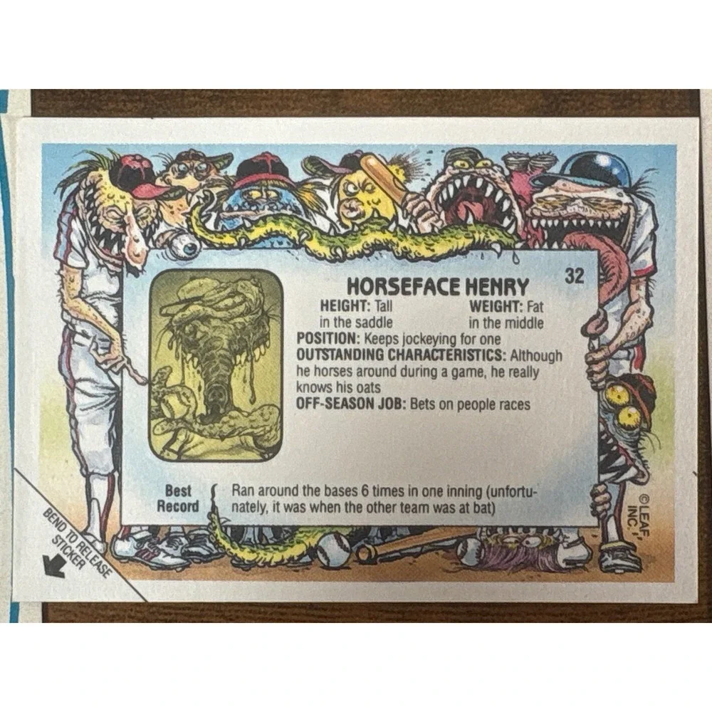 Vintage 1988 Leaf Gross Out Baseball Sticker Cards Lot of 30 Monster Players